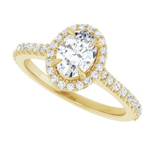 14K Yellow 7x5 mm Oval Forever Oneâ„¢ Moissanite & 1/3 CTW Diamond Engagement Ring 